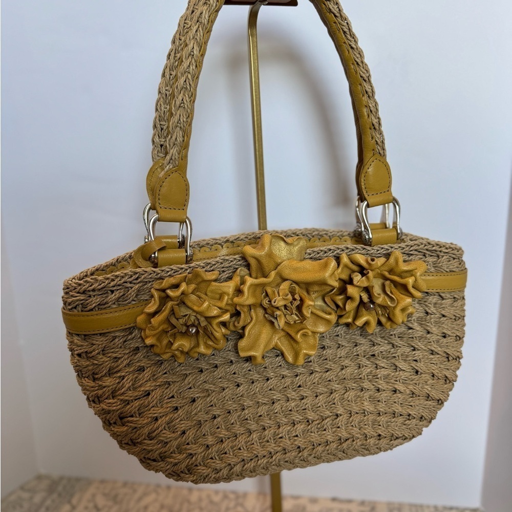 Brighton Tan Shoulder Bag with Yellow Floral Details